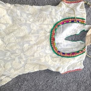 White Floral Anarkali